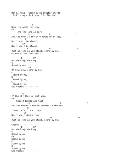 STAND BY ME CHORDS by Ben E. King @ Ultimate.